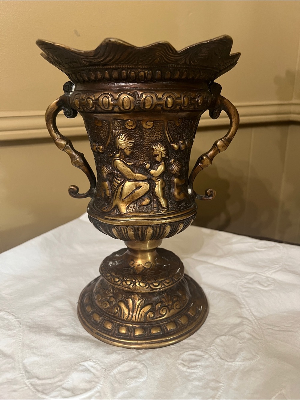 Vintage Ornate Bronze  Decorative Urn Vase